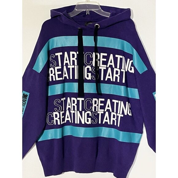 New Zara Start Creating Purple Athletic Hoodie Pullover Sweater - Picture 4 of 8